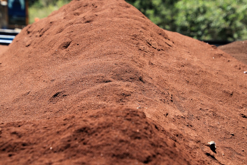 A pile of coffee grounds at a recycling facility in Nowra.