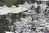 Boats piled on top of each other at the Port Hinchinbrook Marina