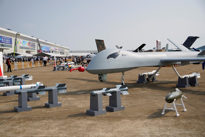 A drone aircraft on a tarmac.