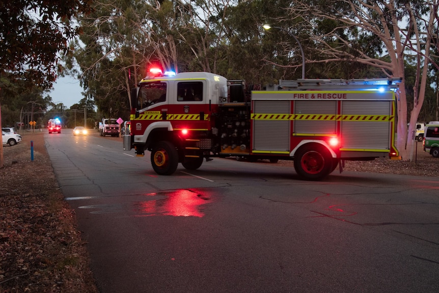 A fire truck in a bushland area