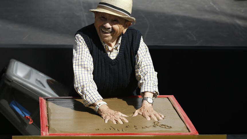 Maren places his handprints in cement in the forecourt of the TLC Chinese theatre in Hollywood in 2013.