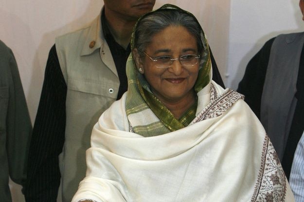Bangladesh Awami League President and Prime Minister Sheikh Hasina casts her vote in 2008.