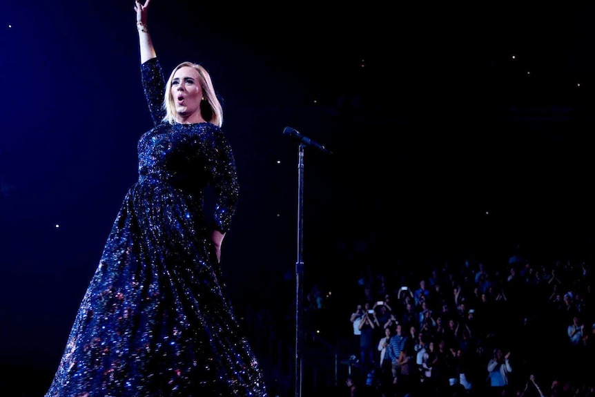 Adele performs at the Oracle Arena in Oakland.