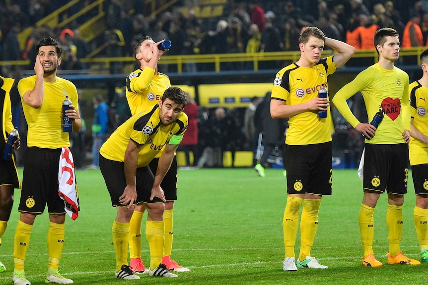 Borussia Dortmund players after their game against Monaco