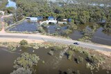 A home flooded by the Darling River at Menindee. 
