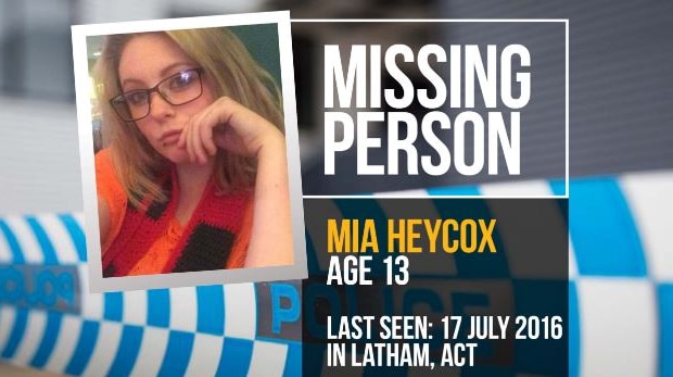 Missing Canberra teenager Mia Heycox.