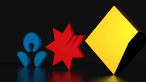 Logo of Australian banks ANZ, NAB and Commonwealth.