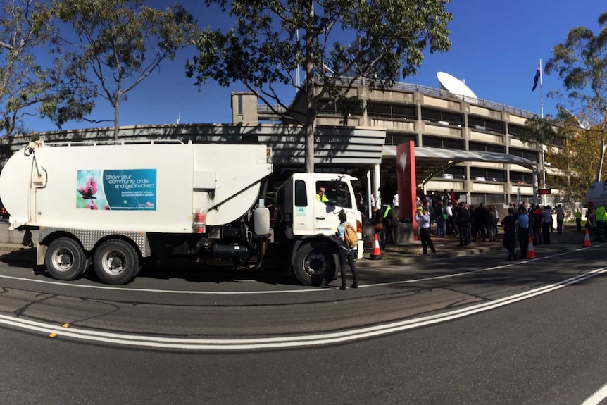 Blacktown Council garbage trucks blockade SBS HQ