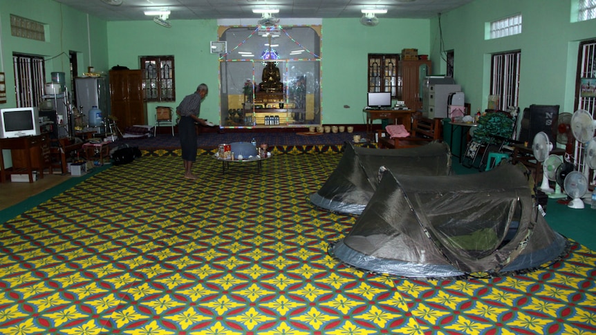 Inside the monastery Kone Dan in western Burma, where the Foreign Correspondent crew spent the night.