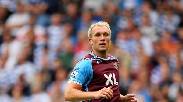 West Ham striker Dean Ashton waits for the ball during a Premier League fixture against Reading