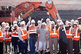 Gina Rinehart with workers at an Alpha coal project