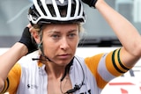 Nicole Frain adjusts her helmet ahead of the Festival of Cycling in Australia
