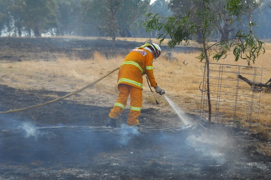 NSW firefighter extinguishes blaze