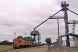 Rail passes grain silo