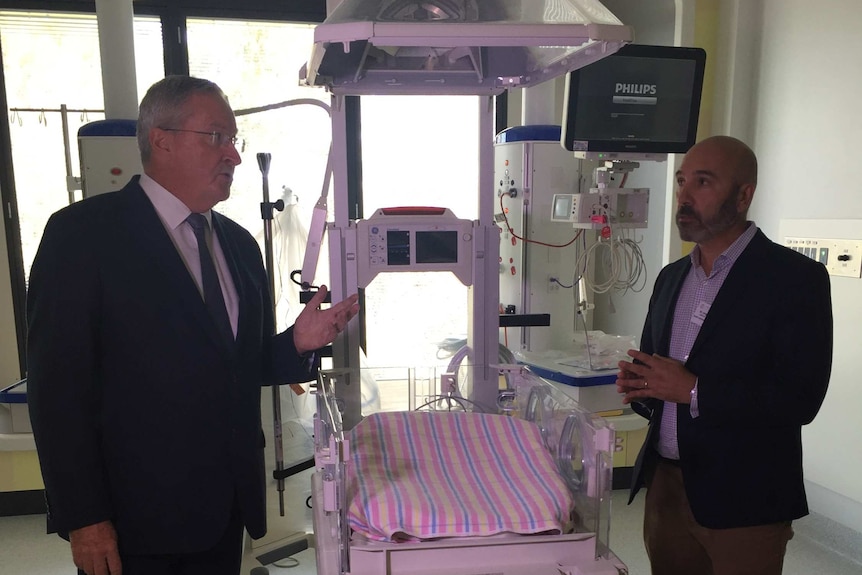 Health Minister Brad Hazzard and Dr Jorge Brieva at John Hunter Hospital's new paediatric intensive care unit.