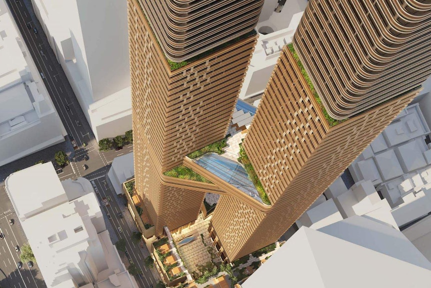 An artist's impression of the twin towers in Sydney's CBD.