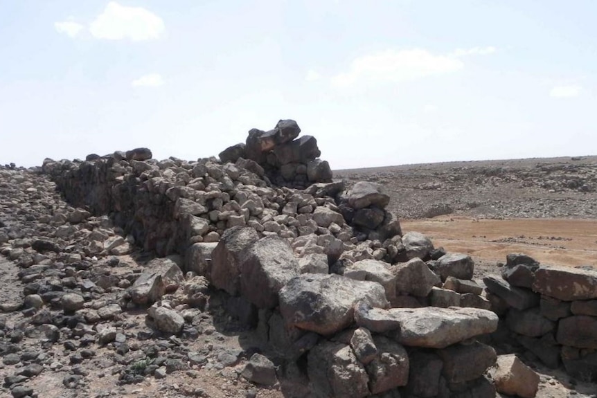 Double-fortified walls in Jordan desert