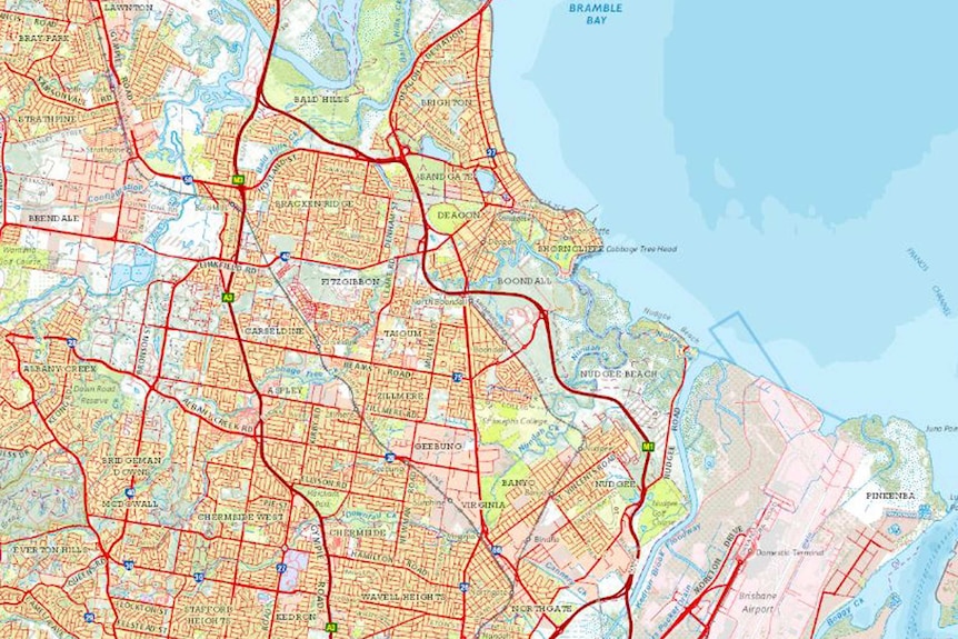 A map of Sandgate and surrounds.