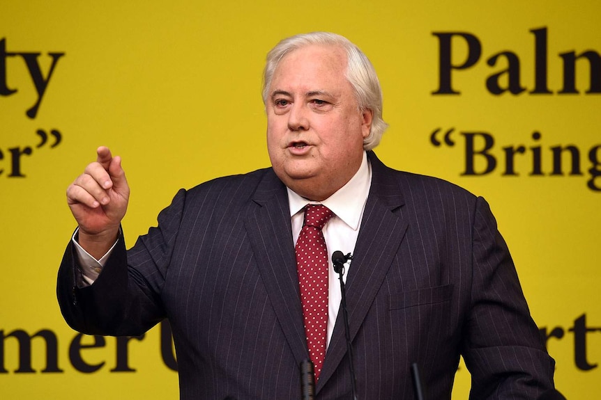 Clive Palmer speaks during the campaign launch of the Palmer United Party (PUP) in Brisbane