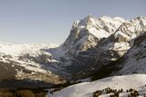 A general view shows the Swiss mountain resort of Grindelwald and the Wetterhorn mountain