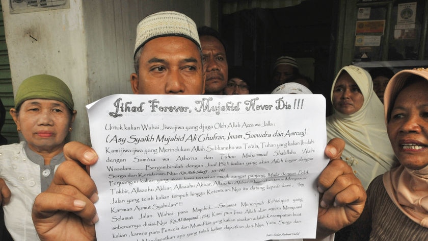 The will of Imam Samudra was handed out at his funeral urging violence against 'infidel civilians'.
