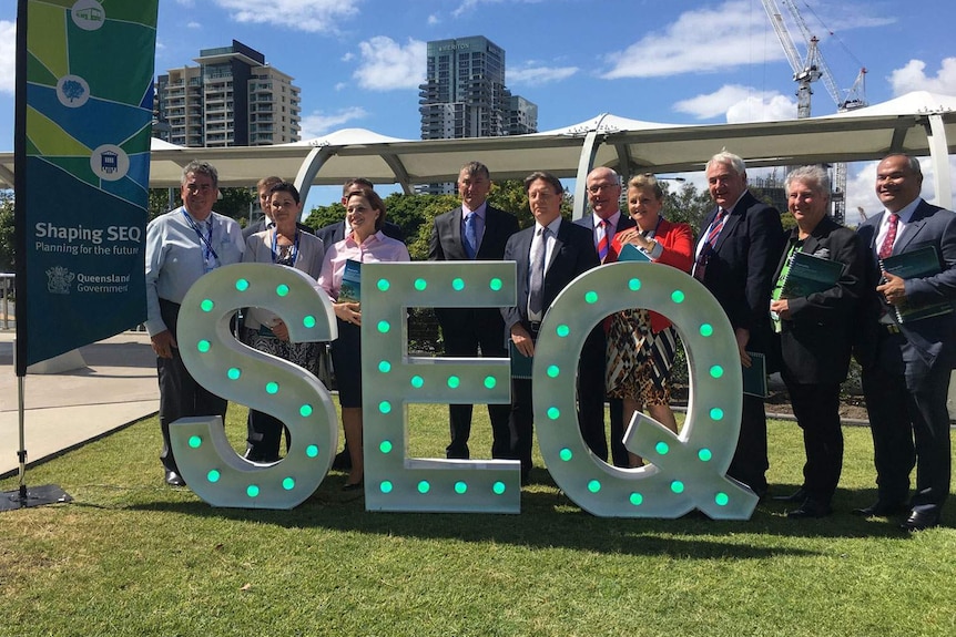 Deputy Premier Jackie Trad (3rd from left) at release of draft South East Queensland Regional Plan