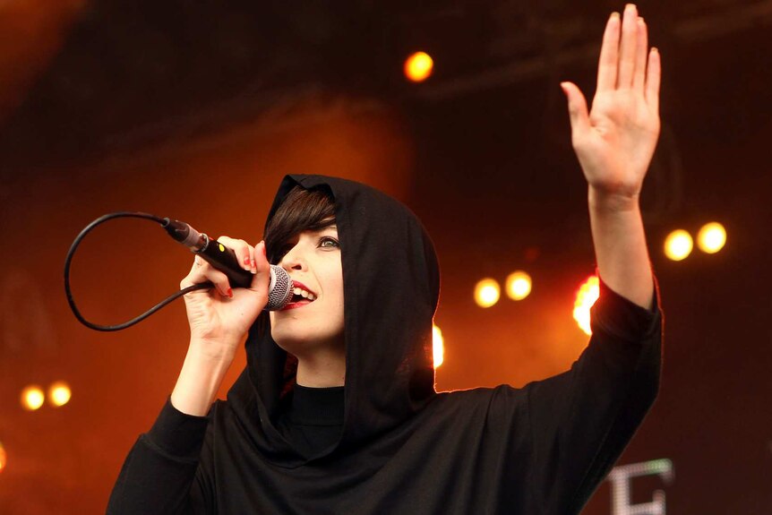 The Jezabels lead singer Hayley Mary on stage at the Falls Festival in 2011