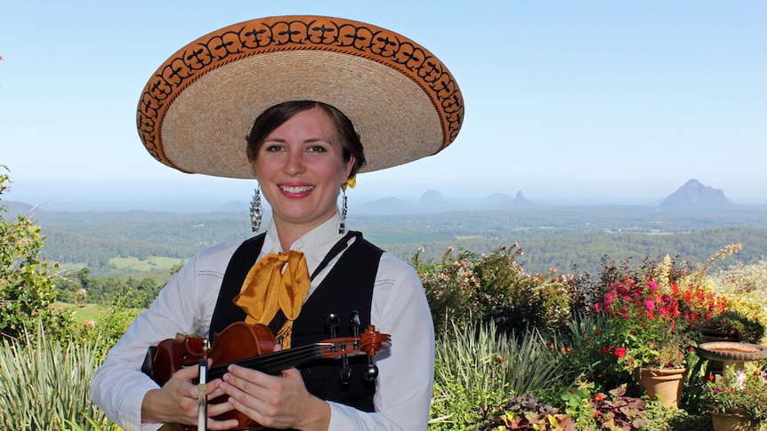 Sunshine Coast woman, Hayley Armstrong, posing in her mariachi costume