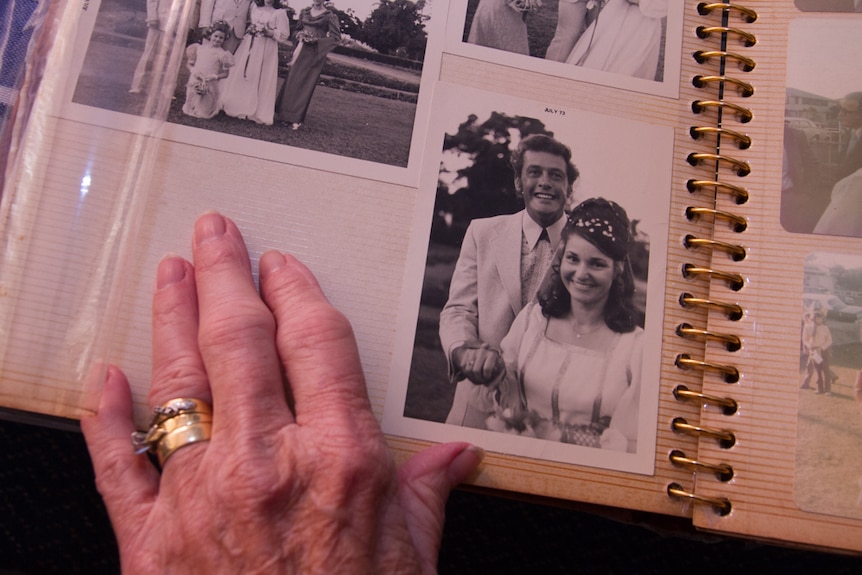 John and Eunice Allen wedding photo in album