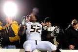 Michael Sam  of the Missouri Tigers celebrates with fans following a team victory over the Ole Miss Rebels at Vaught-Hemingway Stadium on November 23, 2013 in Oxford, Mississippi.