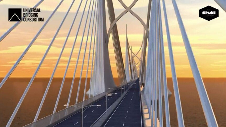An image of a proposed bridge between SA mainland and Kangaroo Island