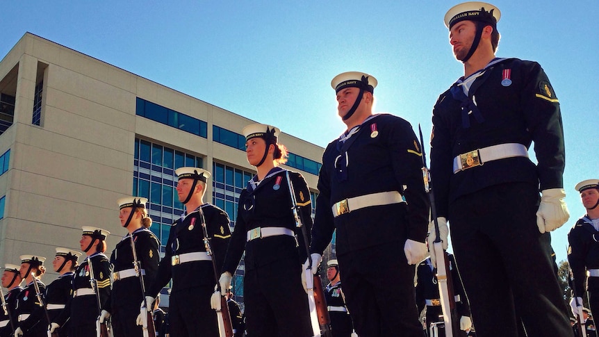 Navy personnel at the Change of Command ceremony Defence Headquarters Russell, Canberra