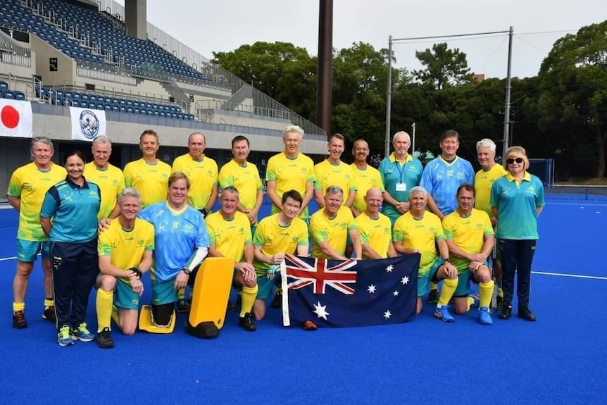 Tony Jones with the rest of the Australia Masters Men's 60s World Cup Team.