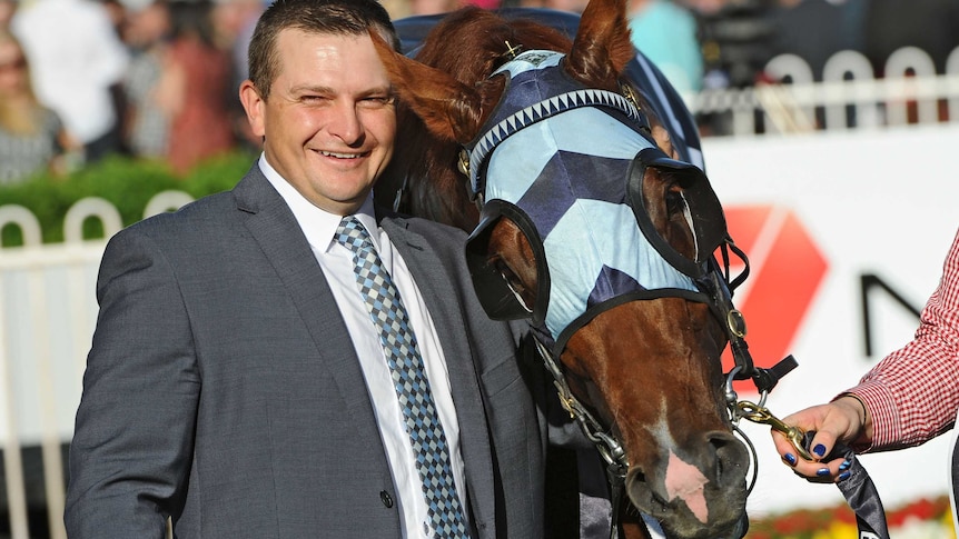Paul Snowden with Shooting To Win after Caulfield Guineas