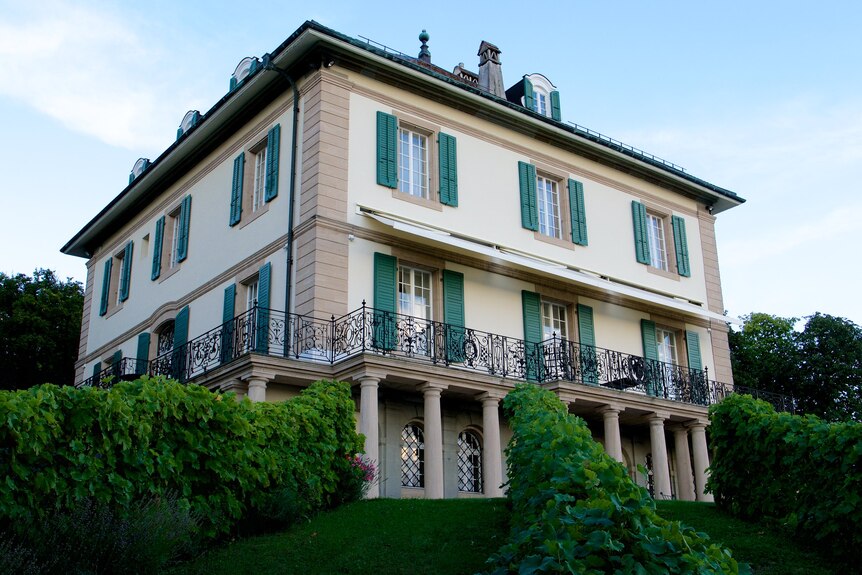 The Villa Diodati, a two storey stone villa, near Geneva in Switzerland.
