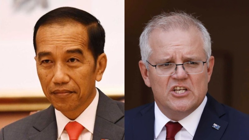 A composite photo of Indonesian President Joko Widodo and Australian Prime Minister Scott Morrison.  