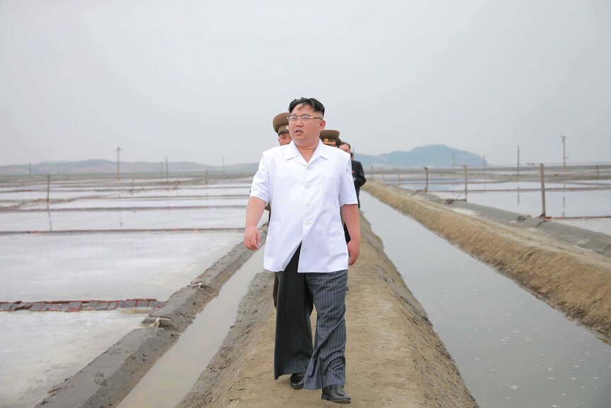 North Korean leader Kim Jong-un visits the Kwisong Saltern.