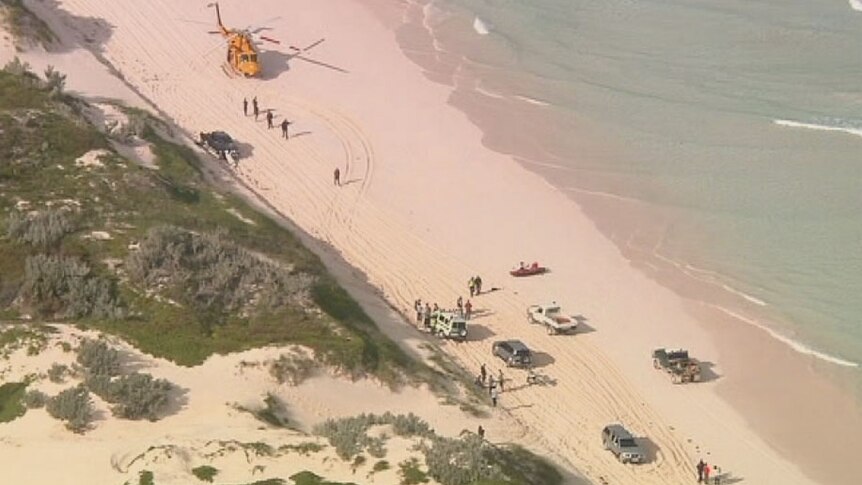 Rescue helicopter on Wedge Island beach following fatal shark attack