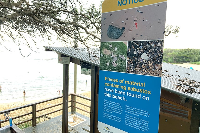 A warning sign at the beach