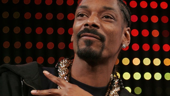 Rapper Snoop Dogg onstage during the MTV Total Request Live.