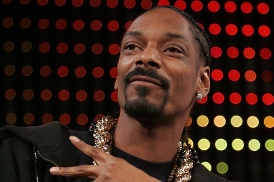 Rapper Snoop Dogg onstage during the MTV Total Request Live.
