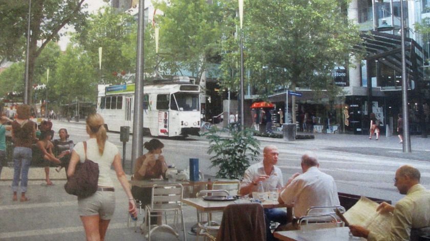 An artists impression of a new revamped Swanston Street.