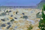 Torrents of water pouring out of a dam