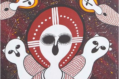 An Aboriginal artwork depicting a Wandjina spirit figure. 
