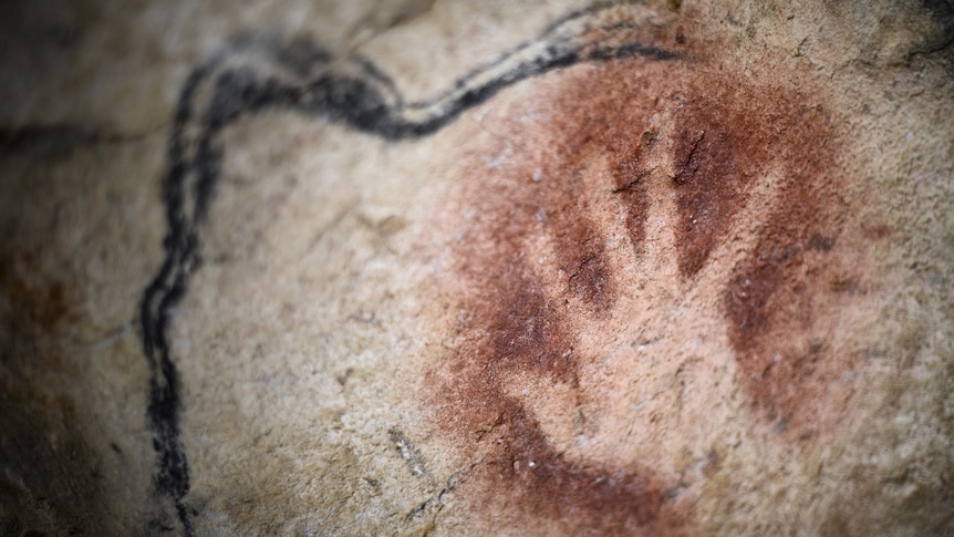 A handprint in the Chauvet cave in France