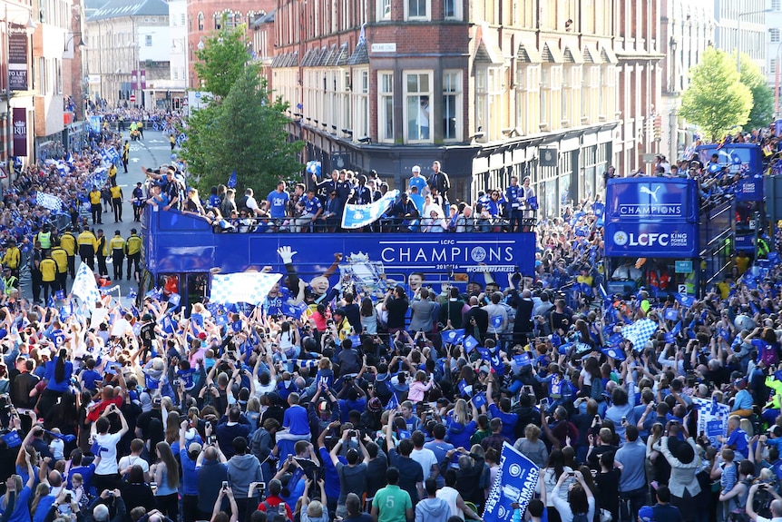 Thousands gather at Leicester City open top bus parade