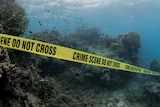 Crime scene tape on Barrier Reef