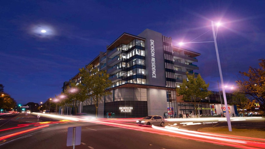 An artist's impression of the Dickson shopping centre with two new supermarkets and residential apartments.