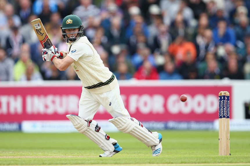 Chris Rogers bats for Australia on day one at Edgbaston.