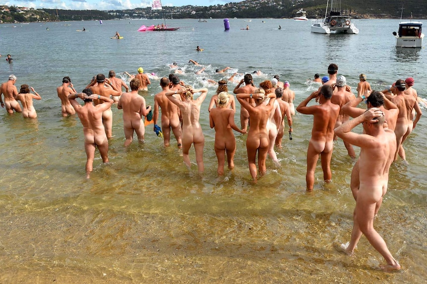 Nude swimmers in Sydney Harbour